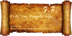 Fráter Pompónia névjegykártya
